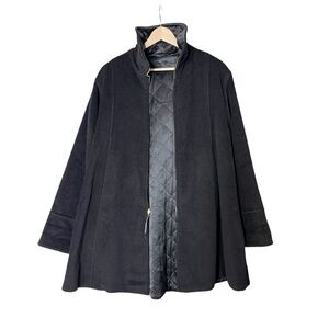 St. John Griffith Gray Reversible Cashgora Wool Angora Silk Quilted A-Line Coat